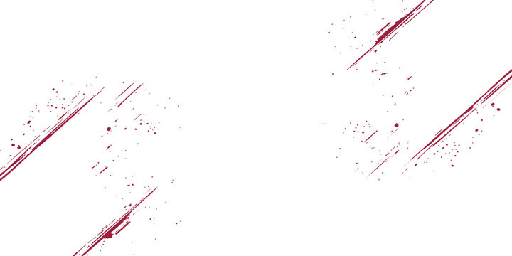 An artistic grunge texture featuring a red ink splat and liquid paint splashes over a white backdrop with blood-like splatter patterns and vector spray stains for a dirty paper design