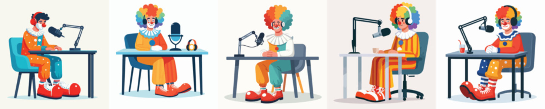 clown vector doing a podcast
