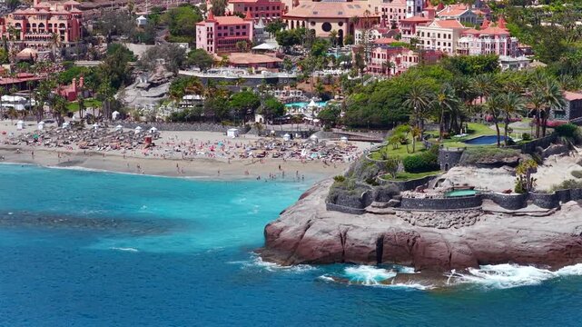 Aerial View of 5-Star Luxury Resorts and Pools at Playa del Duque; Costa Adeje Tenerife South