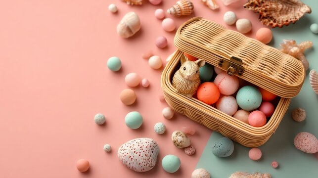 Colorful Decorative Balls in a Rigid Storage Box with Easter Theme