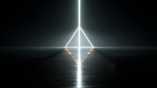 Minimal concept light beam forming AI symbol. 