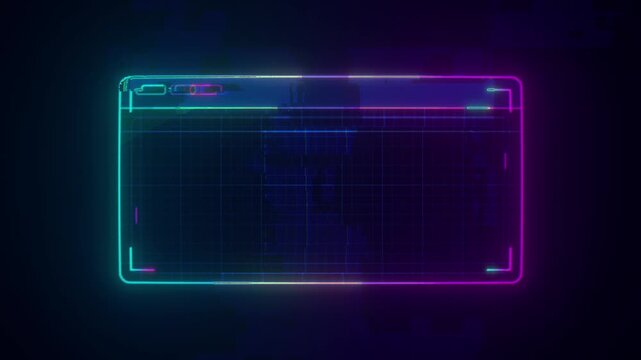 Neon Glitch Frame Border UI Window &mdash; Cyan Magenta Purple Glow Grid Cyberpunk Futuristic Overlay 