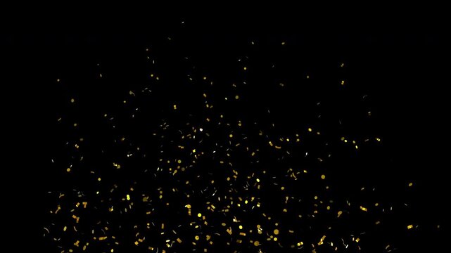 Gold Confetti Falling on Black Background, Celebration Luxury 4K