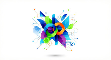Obraz premium Vibrant abstract geometric shapes, colorful isolated on a transparent background