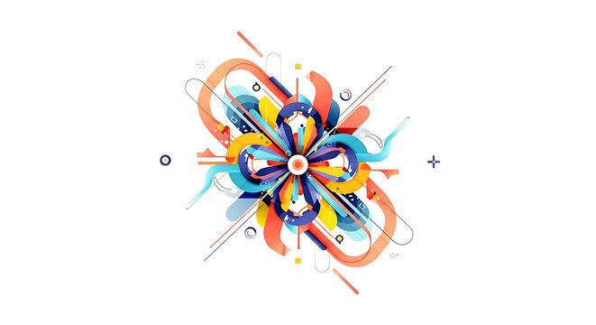 Vibrant abstract swirls and plus sign isolated on a transparent background