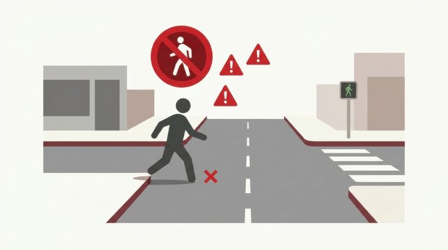Warning Sign for Pedestrian Jaywalking to Promote Safety for Pedestrians and Cyclists at the Street Intersection in Urban Area