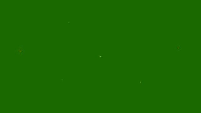 Twinkle sparkle stars animation in the night sky, smoke explosion, comic manga flashes, particle magic tail sparkling glitter star dust trail loop animation on green screen background. 4K