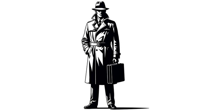 Man in trench coat with briefcase