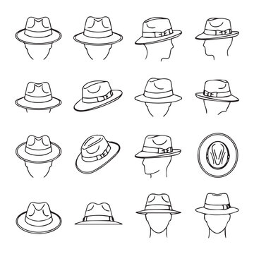 Fedora Hat Collection with Multiple Views and Close-Up Detail