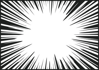 Naklejka premium Speed lines explode from the center in a radial pattern to emphasize dynamic action and comic book energy.