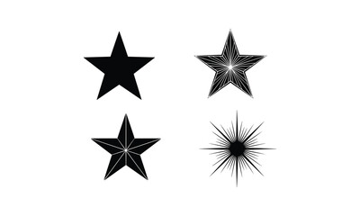 Obraz premium Set of four star silhouettes with decorative elements, vector illustration, graphic design.