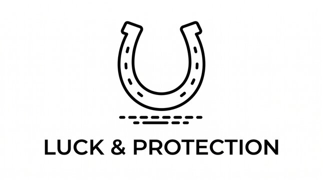 Minimalist horseshoe icon symbolizing luck, fortune, and protective charm design.