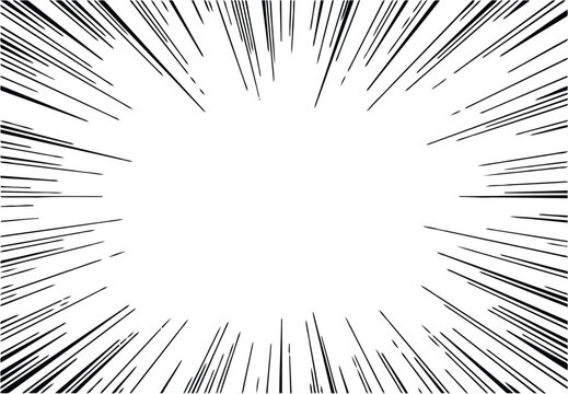 Radial speed lines emanate from the center to represent explosive energy or sudden surprise in graphic design.