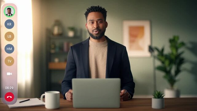 Businessman On Video Conference Call From Home Office