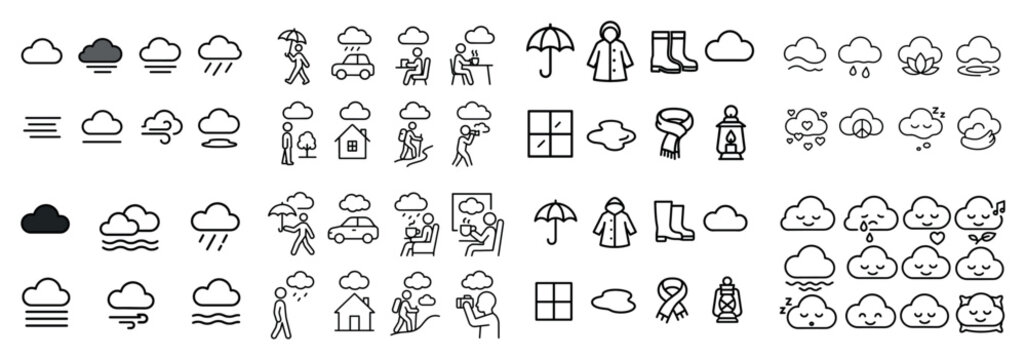 Diverse weather icon collection overview