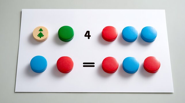 Colorful playdough math counters for kids learning addition and subtraction on white background