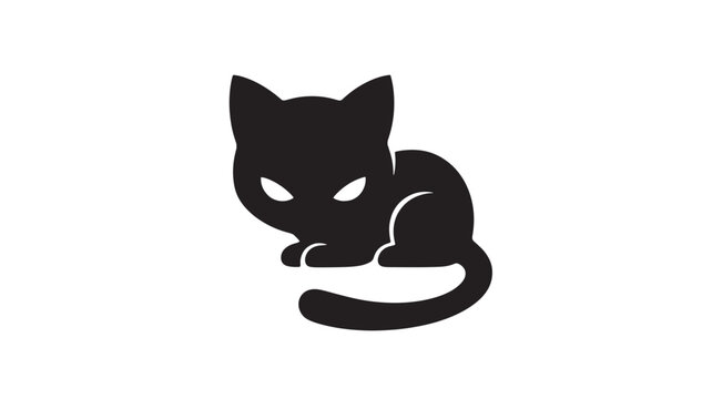Cat face silhouette icon with piercing eyes, black whiskers, and a playful wink for branding and social posts featuring feline, pet, ears with