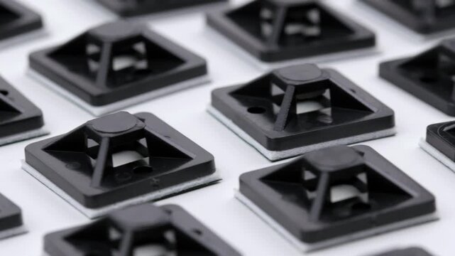 Plastic self-adhesive pad for installing nylon ties.