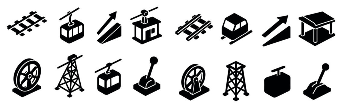 Transport icons with rail cable gondola minimal