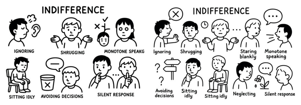 Emotion icons with sitting shrugging blank minimal
