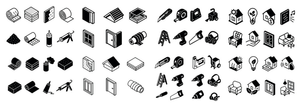 Home improvement tools and supplies icons