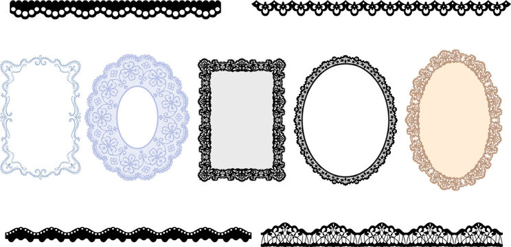 Elegant Vintage Decorative Frames Set on Black Background , luxury frames