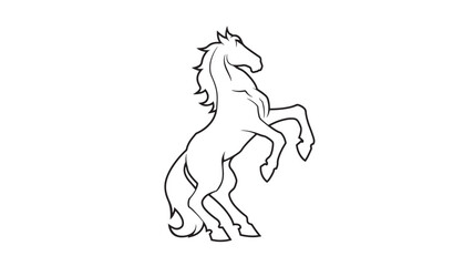 Horse head line art illustration with flowing mane and muscular stance for premium branding, logos, and apparel design featuring vector style, © RASHIDAPARVIN