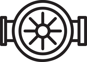 Obraz premium Professional Industrial Water Circulation Pump with Impeller Vector Icon for Engineering Manuals, HVAC Systems, Plumbing Diagrams, Fluid Dynamics Studies, Mechanical Designs, and Technical