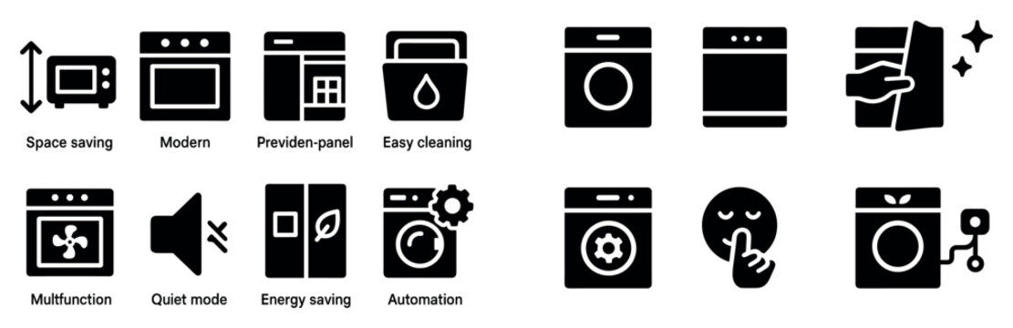 Laundry icons with washer and dryer modern minimal