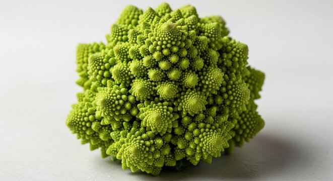 Close-up of green romanesco broccoli fractal texture