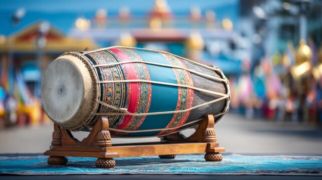 Colorful Ceremonial Drum for Onam Festival Celebrations in India
