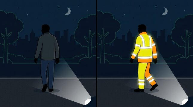 Visibility of Pedestrians and Cyclists on City Streets at Night With Contrast Between Normal Clothing and Safety Gear