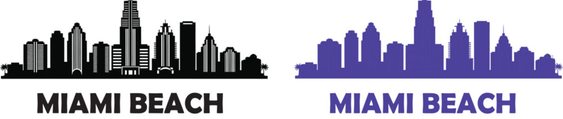 Obraz premium Miami beach skyline illustration a modern cityscape with bold text