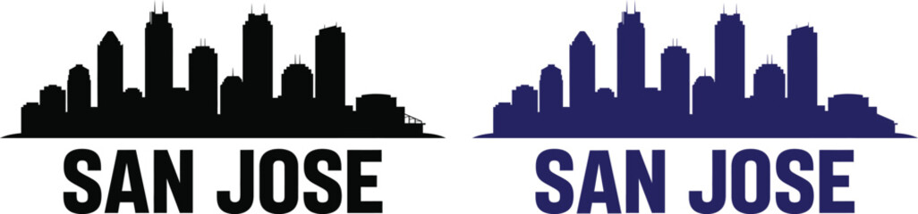Obraz premium San jose skyline silhouette a modern cityscape representation with text
