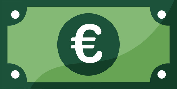 Green paper money bank note with euro currency symbol icon design concept for financial and banking transactions.