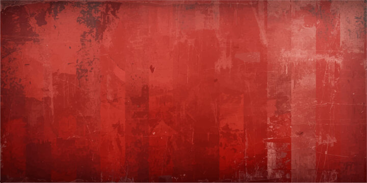 An antique aged red grunge wallpaper featuring a dark textured rust pattern on a vintage dirty wooden surface with weathered paint and a brown metallic backdrop material