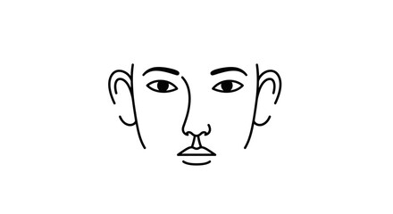 Obraz premium Minimalist Face Line Drawing, Abstract Portrait, Simple Human Head Illustration