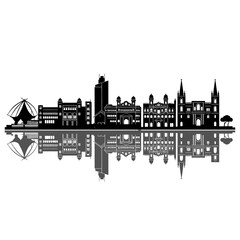 Fototapeta premium Amsterdam city skyline with famous buildings and landmarks.