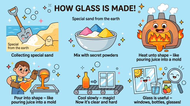 Educational Infographic Explaining the Fascinating Process of Glass Manufacturing