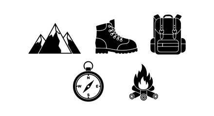 Fototapeta premium Outdoor Adventure and Camping Icons Set