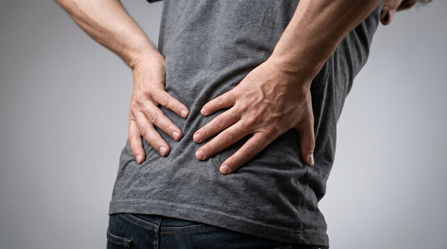 Man experiencing back pain or discomfort.
