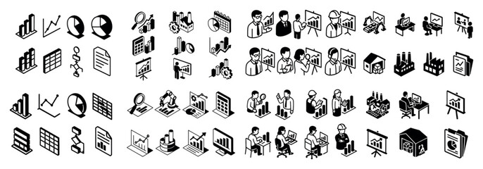 Naklejka premium Business and industrial icon set collection