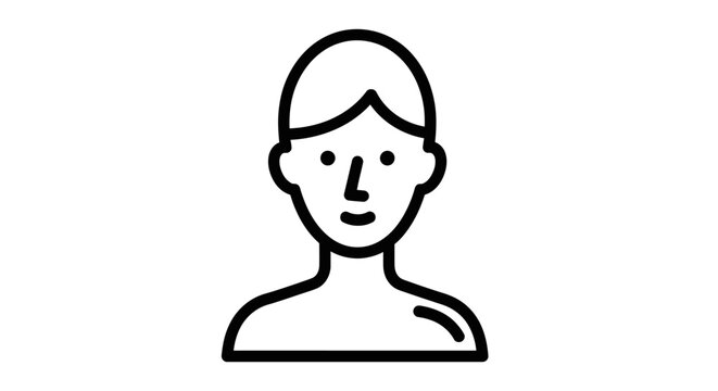 Simple Line Art Icon of a Person's Head and Shoulders, Clean Minimalist Design