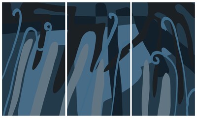 Modern interior triptych. The picture is painted by hand on a tablet. © neurostructure