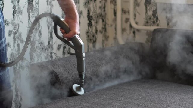 Deep Steam Cleaning of Modern Sofa for Hygiene and Sanitation