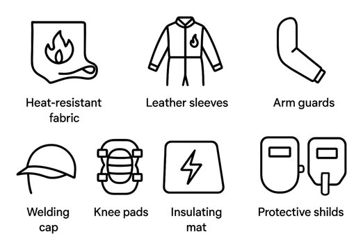 Safety icons with jacket cap shield outline