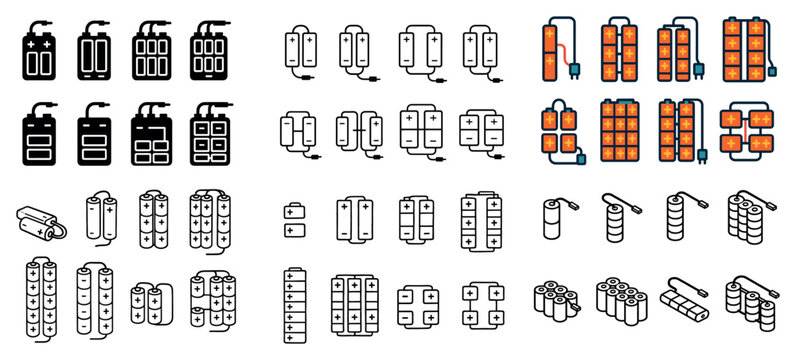 Power icons with battery cell pack minimal