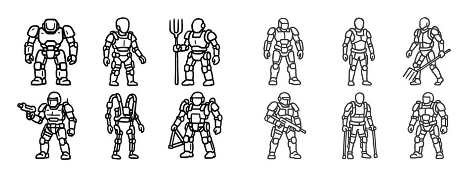 Armor icons with soldier rifle helmet outline