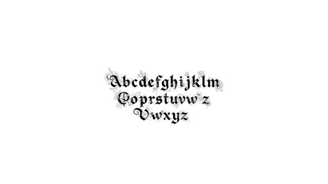 Flower Modern Blackletter Gothic Font Decorative Tattoo Style Typography for Street Fashion Vector Design