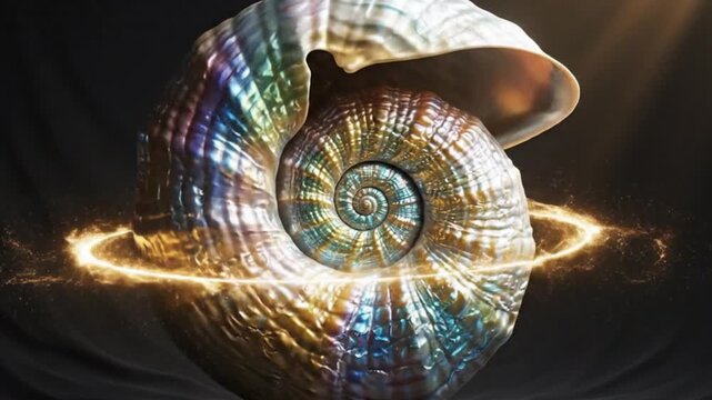 Iridescent Nautilus Shell Spiral Galaxy Magic Swirl